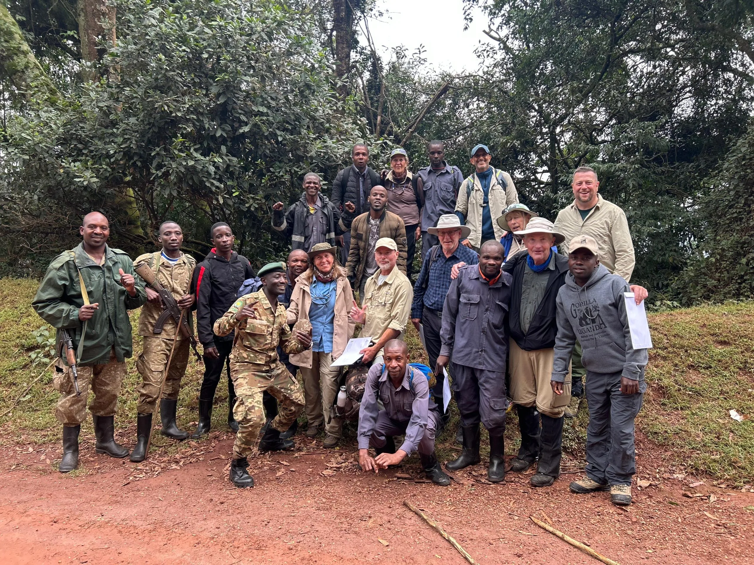 Tourists After trekking to see gorillas in Uganda’s Bwindi National Park in December