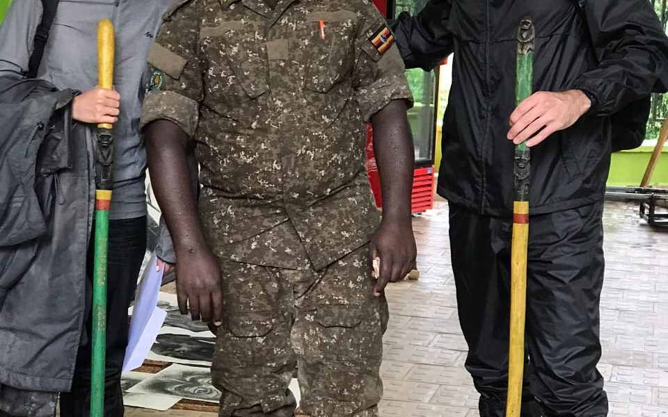 Couple celebrating their wedding anniversary during a romantic gorilla trek in Uganda with Native Africa Tours.