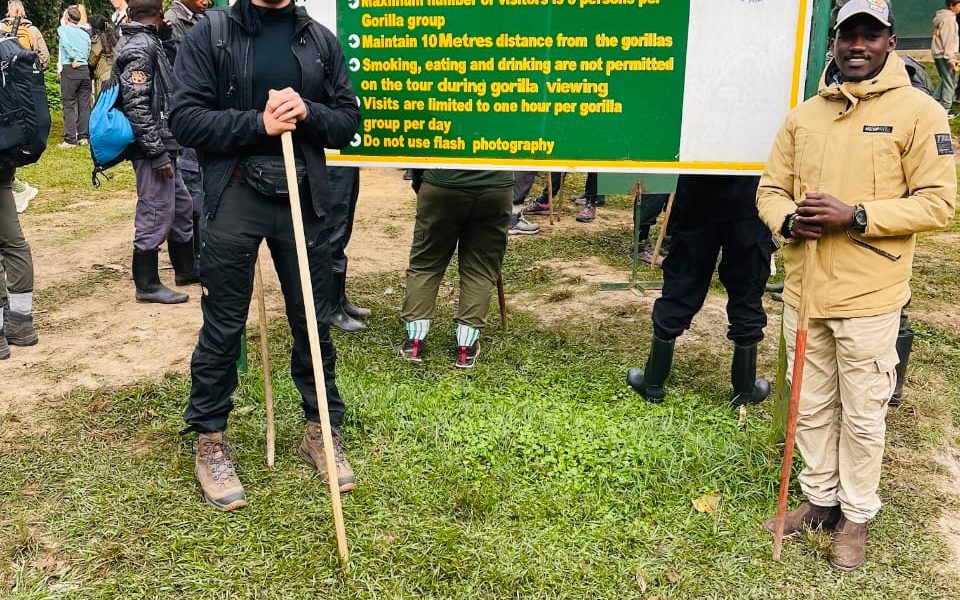 Tourists on a gorilla tracking safari in Uganda
