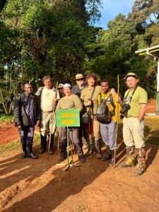 Our Guests on a Group photography safari pausing for a photo before there gorilla trekking expedition in Bwindi