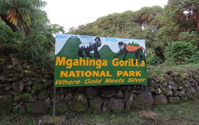 Mgahinga Gorilla National Park Entrance Sign.