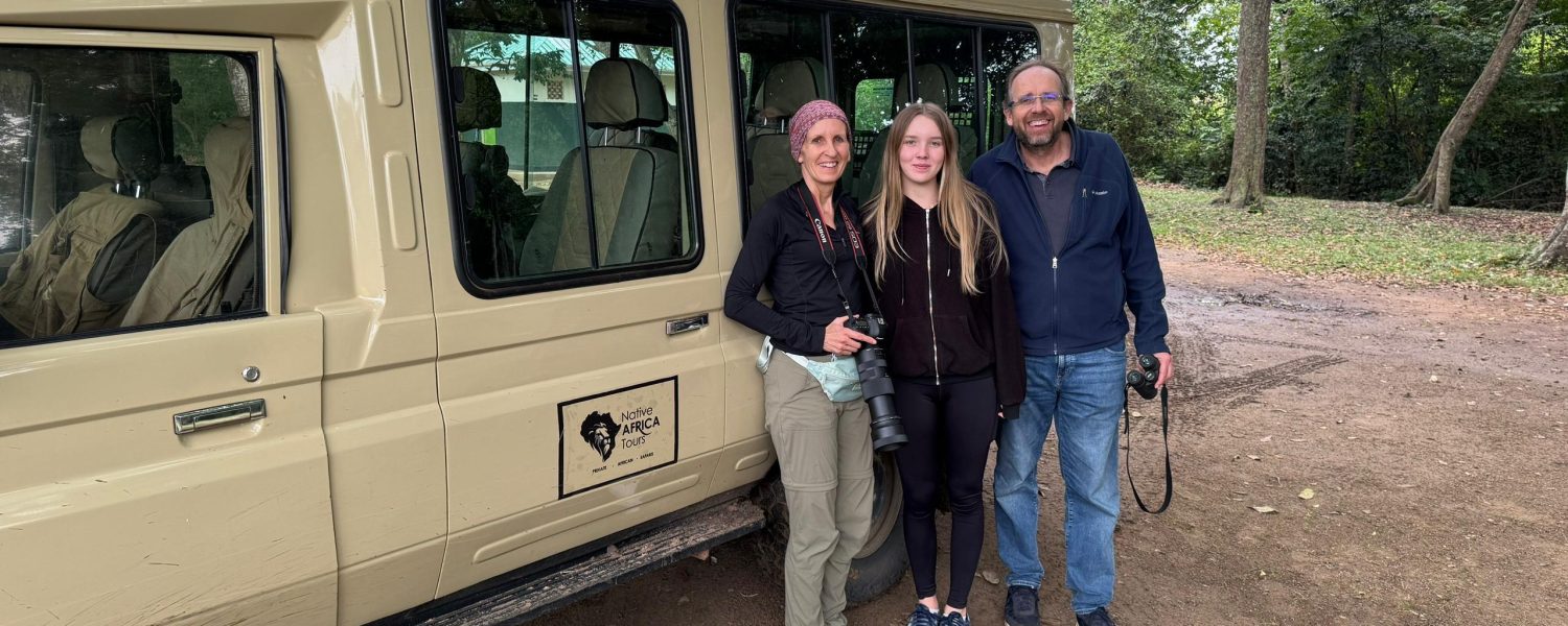 An american family on 15 Days Uganda primates Savannah and Nile Safari with Native Africa Tours