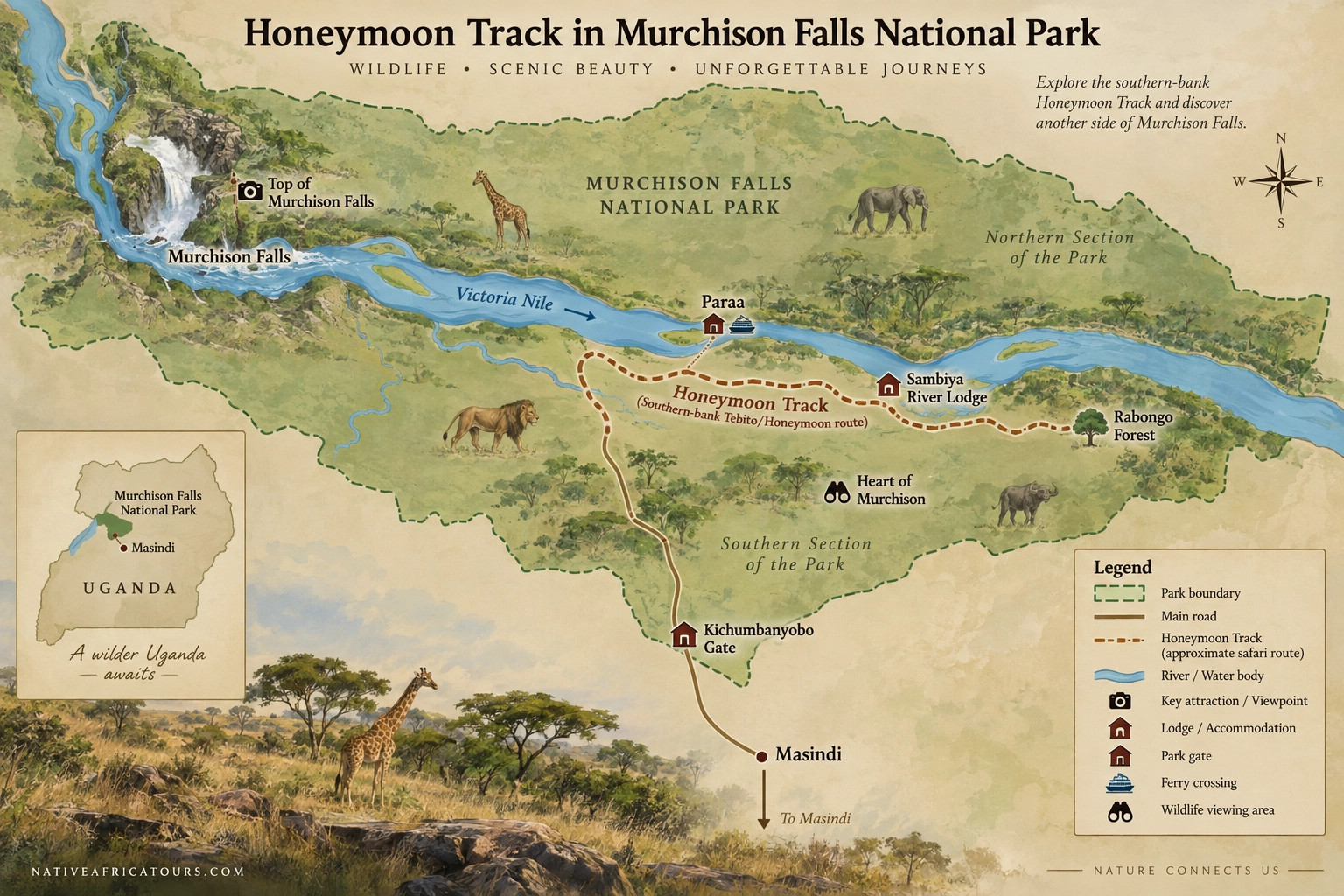 Honeymoon Track in Murchison Falls National Park